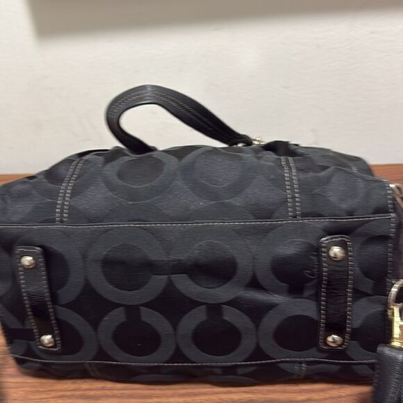 Coach OpArt Madison Sabrina Black Fabric/Leather Handbag. Shoulder/Crossbody. - Picture 8 of 10